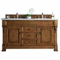 James Martin Vanities Brookfield 60in Double Vanity, Country Oak w/ 3 CM Carrara Marble Top 147-114-5671-3CAR